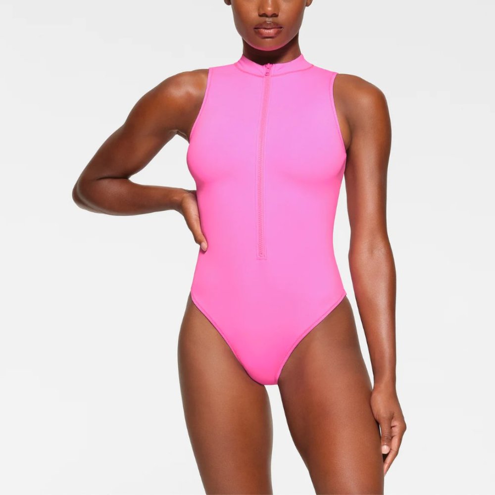 NWOT SKIMS Zip Front Sleeveless One Piece Swim
